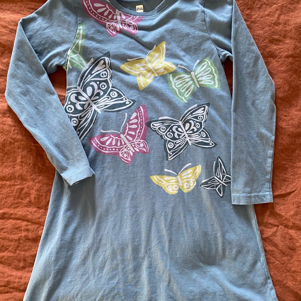 Tea Collection Butterfly Print Long Sleeve Dress